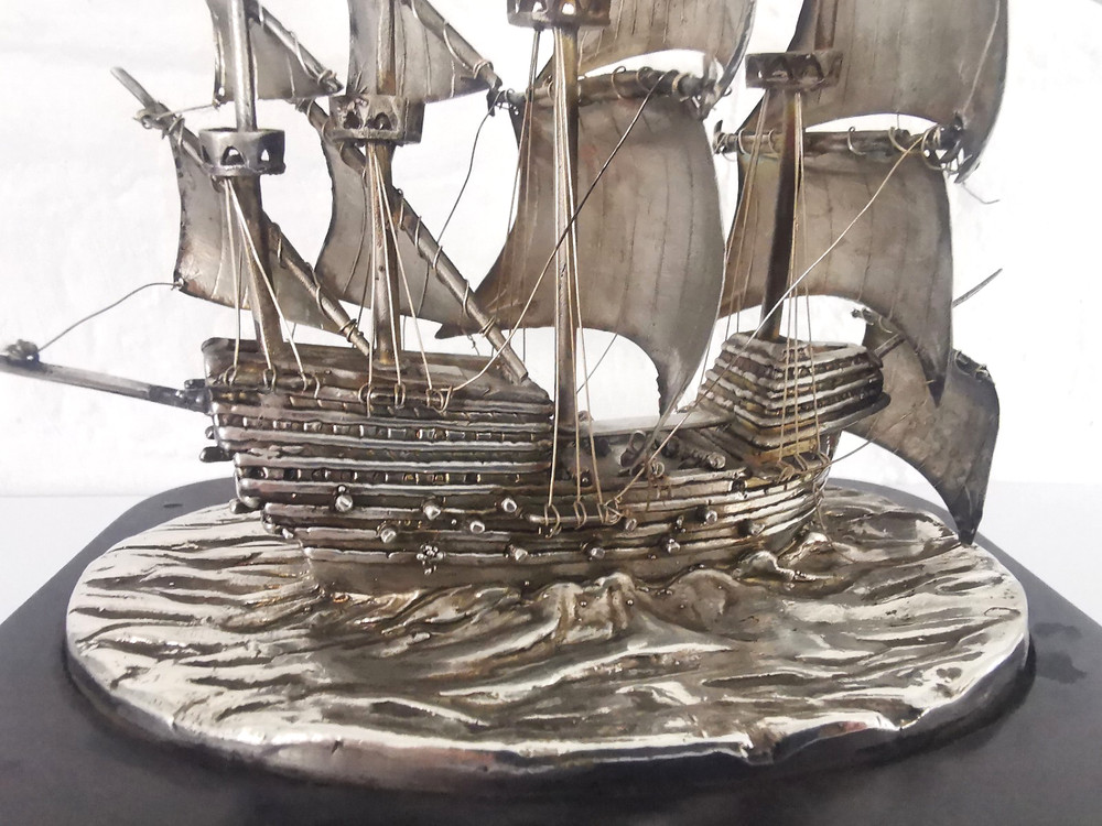 Solid Silver Mary Rose Ship Model - Birm. 1981