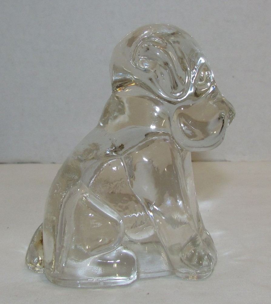 Vintage Dog Glass Candy Container