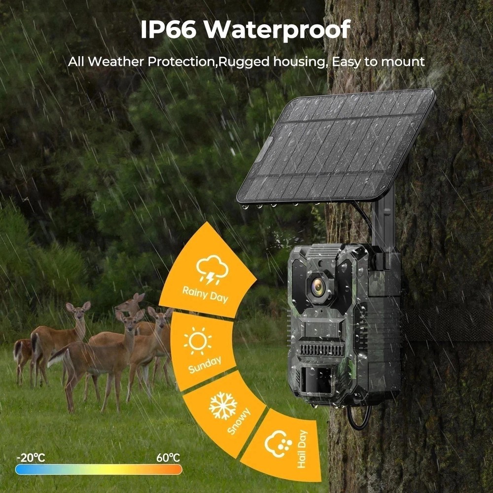 Solar Trail Camera 4G LTE Cellular Security Camera with SIM Card Live Streaming✅