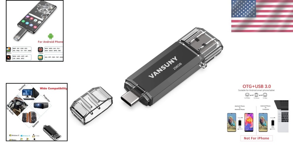 High-Speed 256GB USB C Flash Drive – Compact, Temperature-Proof Storage Solution