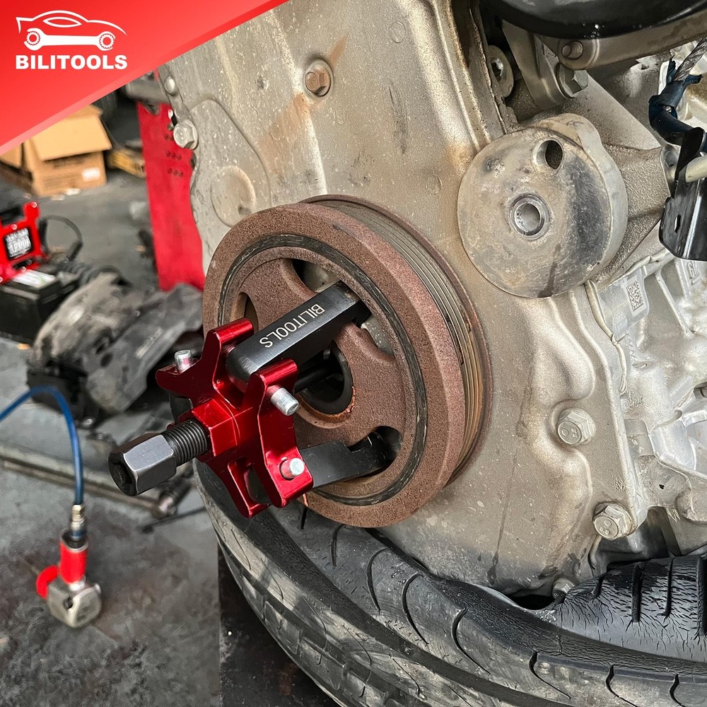 BILITOOLS Harmonic Balancer Puller Set, Upgraded 3-Jaw Pulley Puller with Hol...