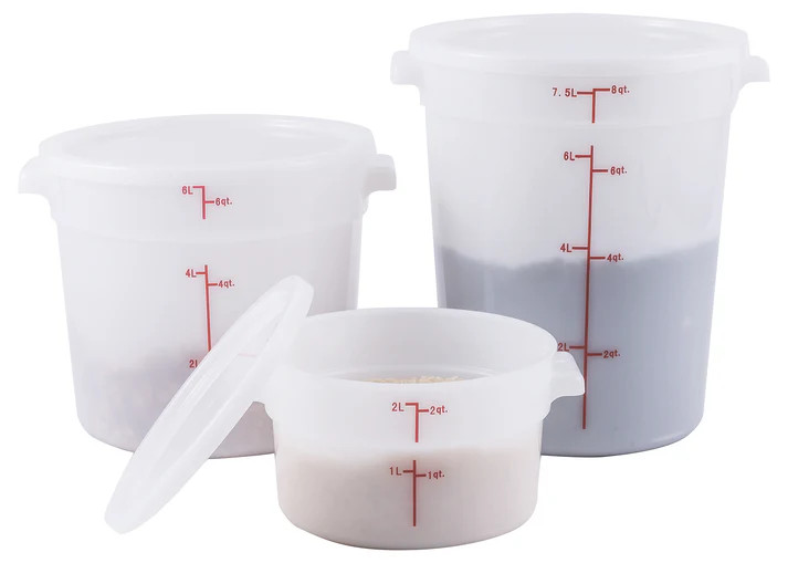 Round Food Storage Container Versatile Freezer Safe Polypropylene White 2 Quart