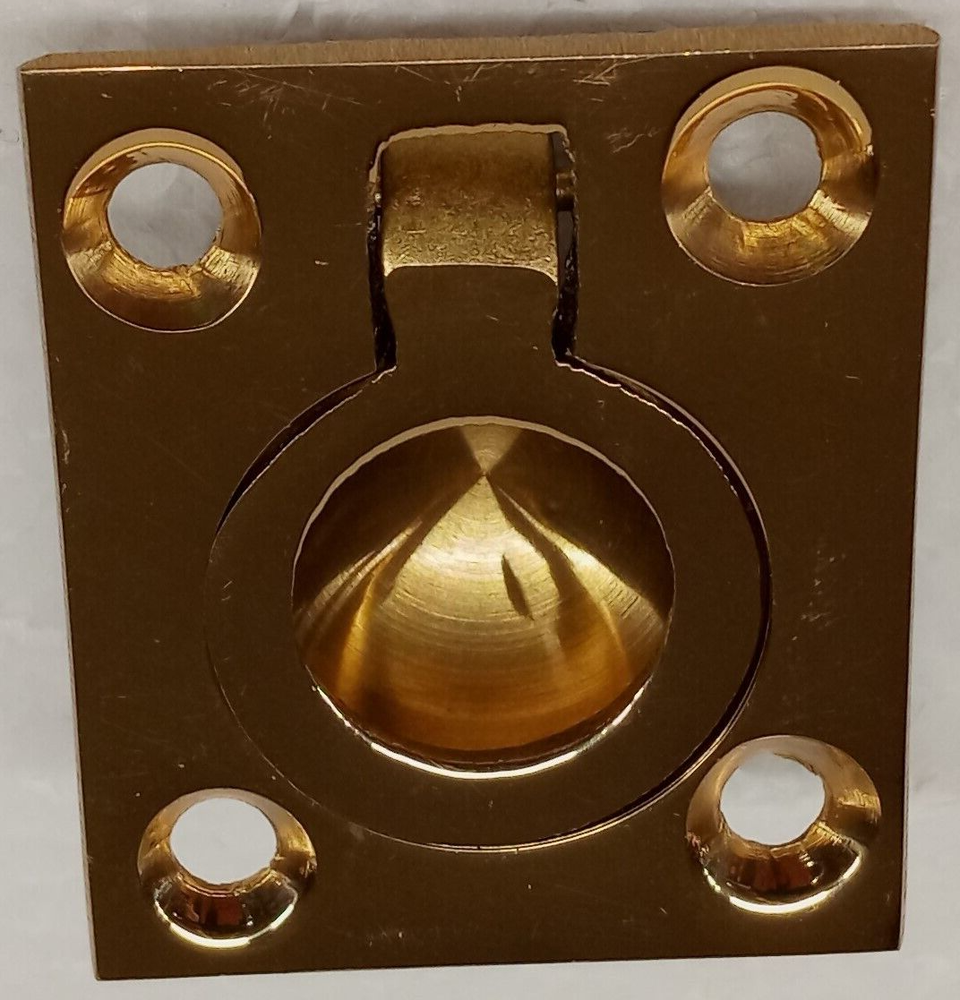 Lot of 6 Flush Ring Pull Brass Modern Hidden Knob Handle....................5C2