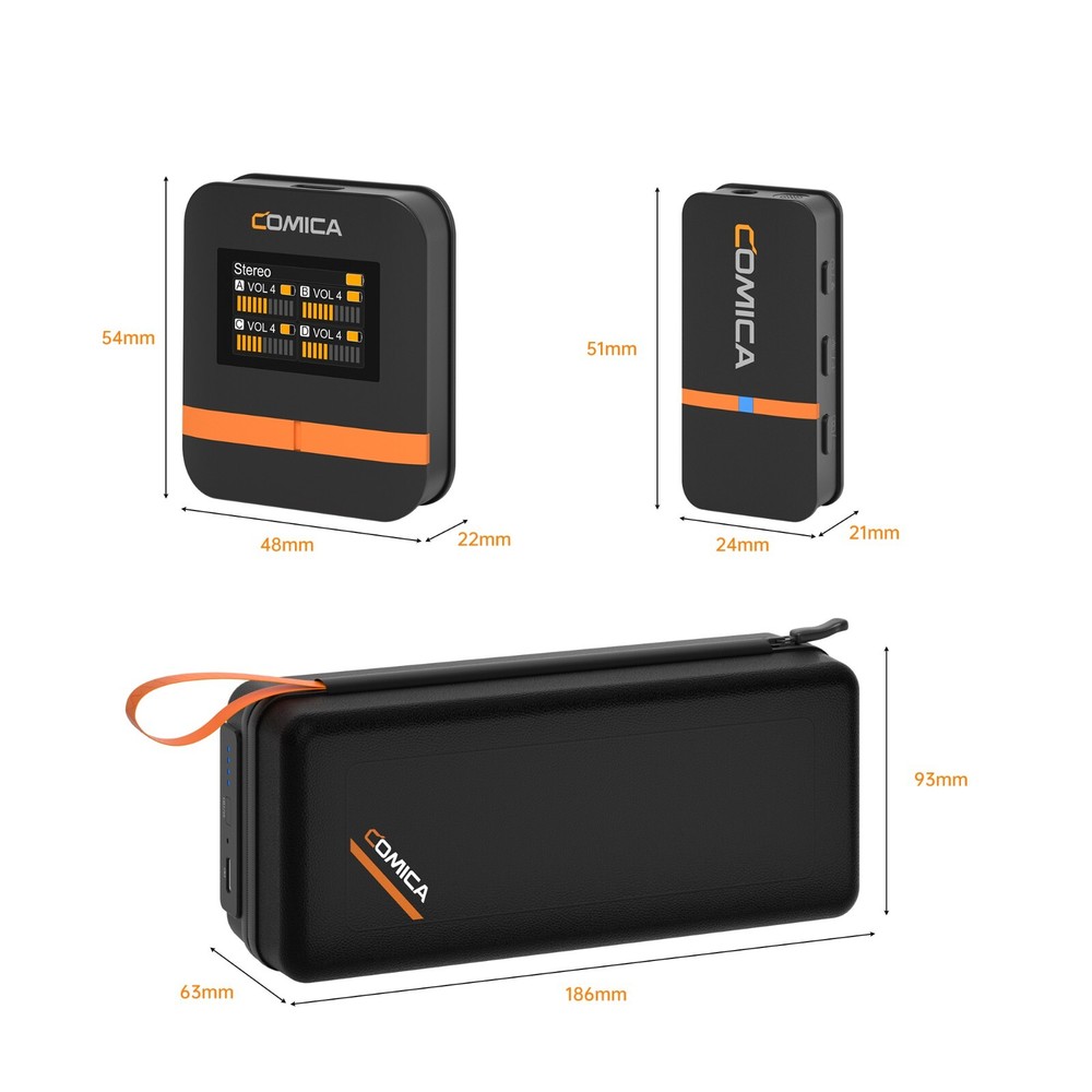 COMICA Vimo Q 4-Channel Wirelss Lavalier Microphone Charging Box 4*Transmitter