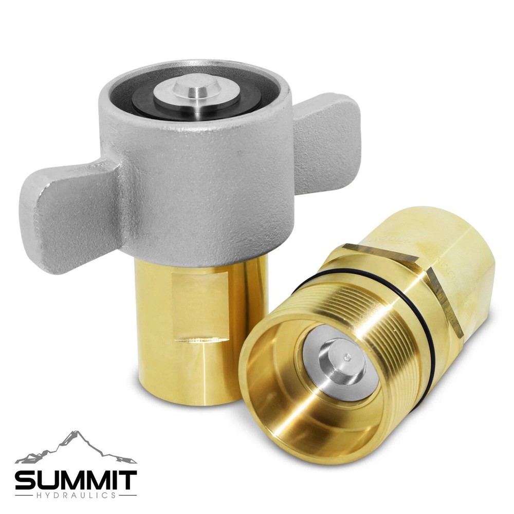Summit 1" NPT Wet-Line Wing Nut Hydraulic Quick Disconnect Coupler/ Coupling Set