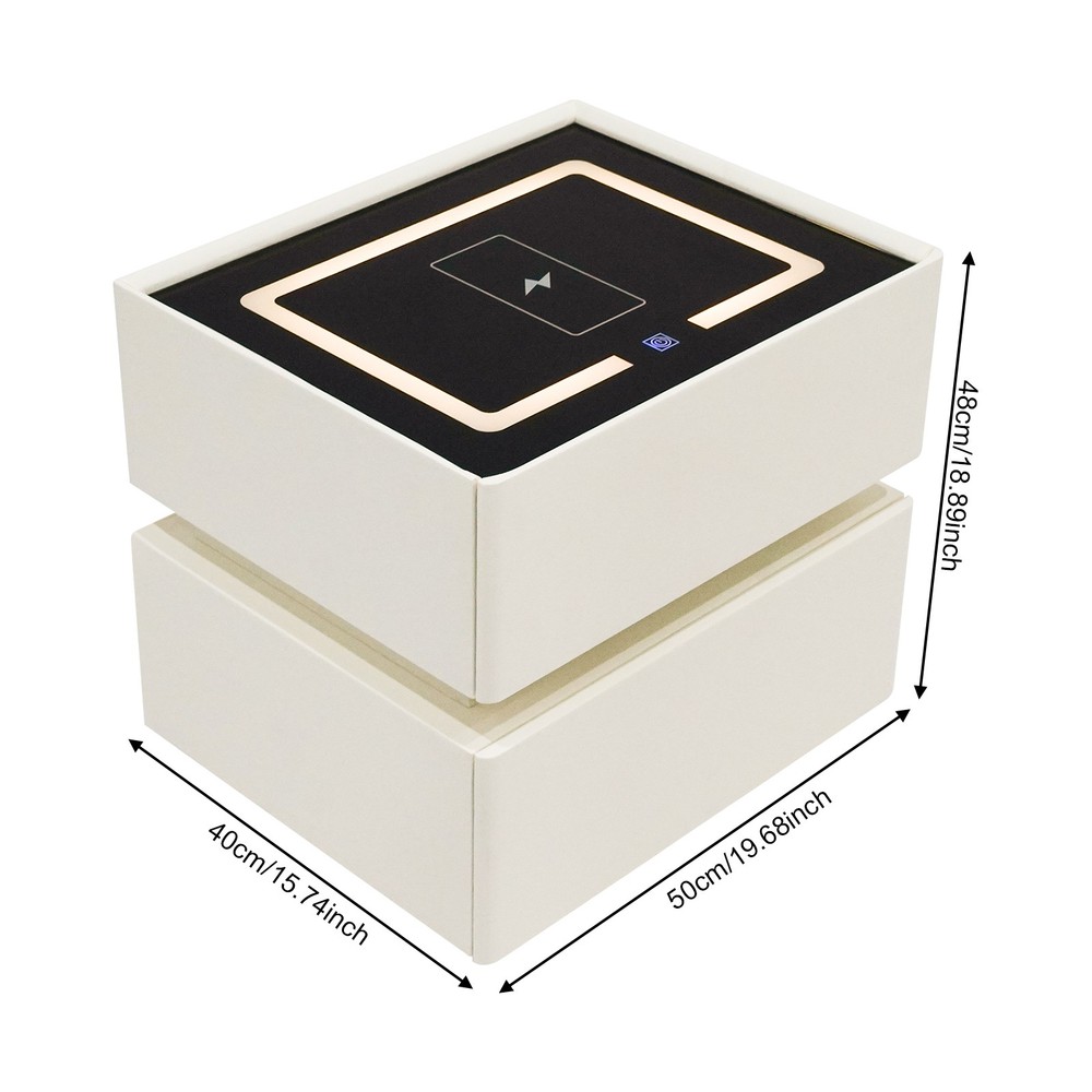 Smart Nightstand W/ Tri color sensor light+Wireless Charging+USB Bedside Table