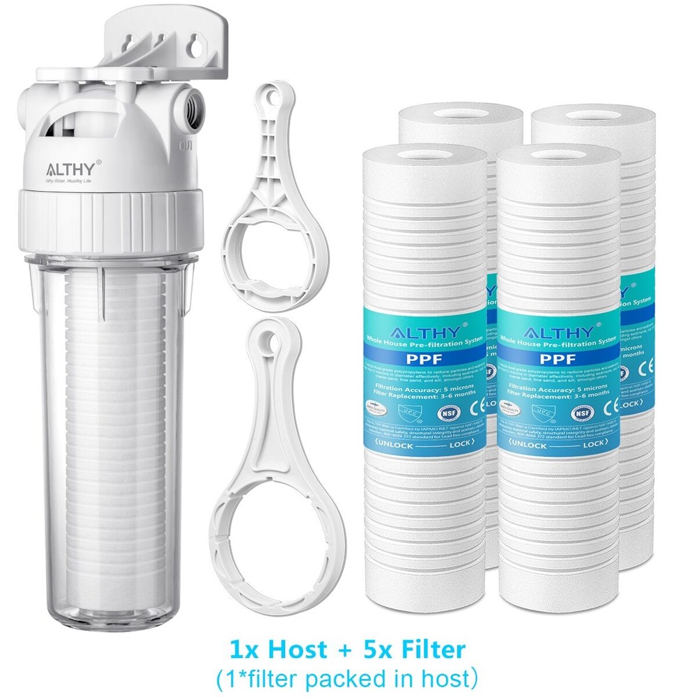 ALTHY 5 Micron Whole House Sediment Water Filter System Prefilter Purifier 10"