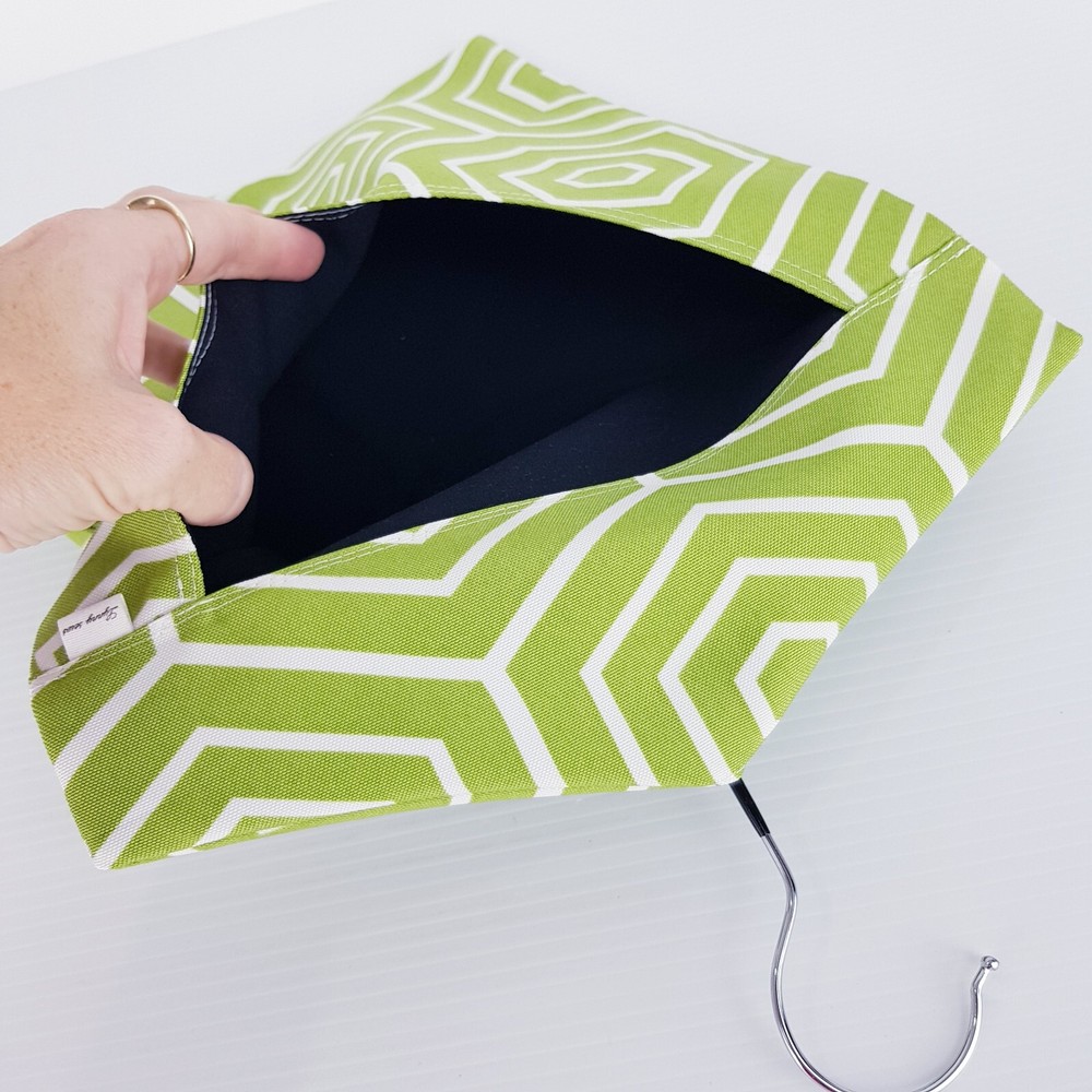 Peg Bag Handmade Green White Geometric Print Lined Laundry Clothes Peg Holder