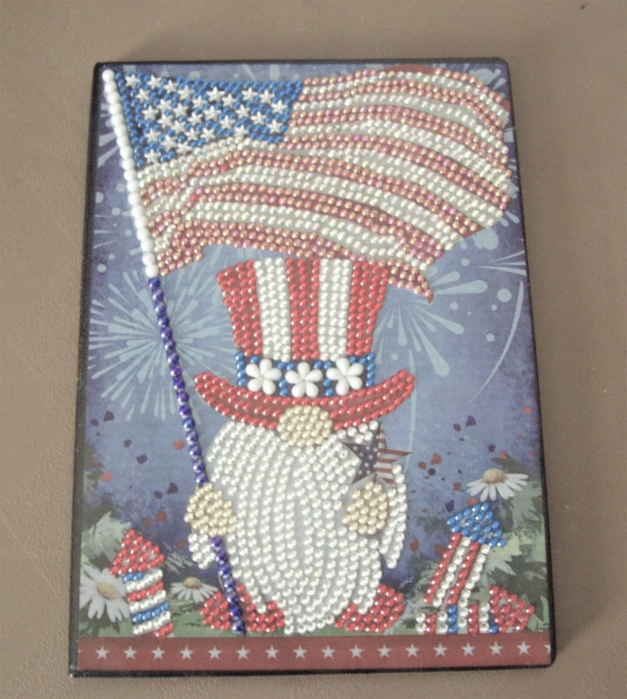 FINISHED DIAMOND ART UNCLE SAM GNOME LEATHER JOURNAL