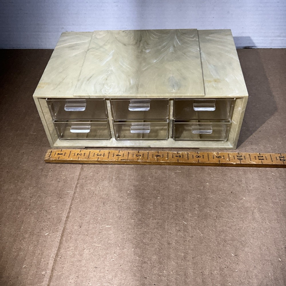 Retro 70s Akro-Mils Avocado Plastic 6 Drawer Bits & Bobs Storage Organizer Chic