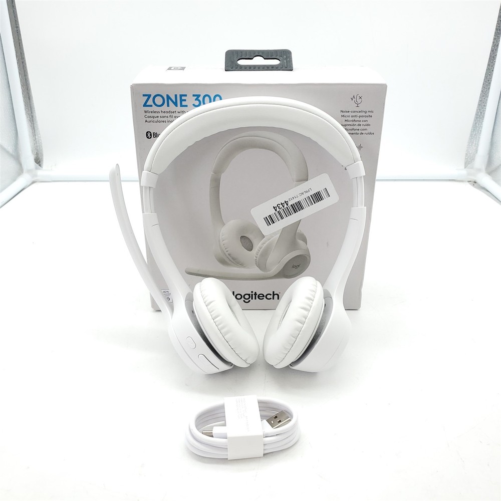 Logitech Zone 300 Wireless Bluetooth Headset with Noise-Canceling Mic, Off-White