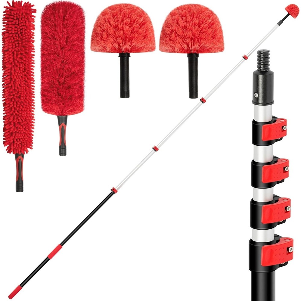 Duster Cleaning Brush Kit Dust Cleaner Soft Handle Extendable Pole Tool for Home