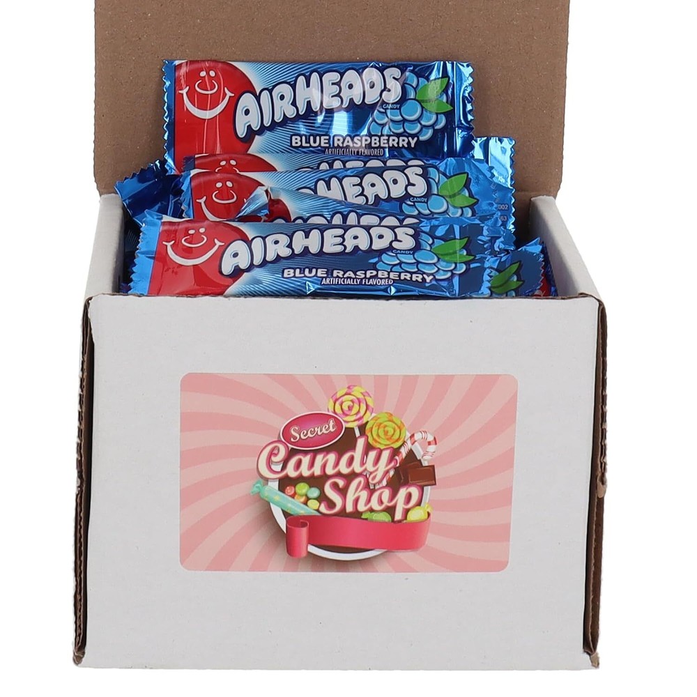 AirHeads Taffy Mini Candy Bulk in Box (Individually Wrapped) Blue Raspberry