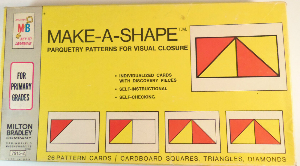 Milton Bradley Make A Shape Parquetry Design Cardboard Learning   Game