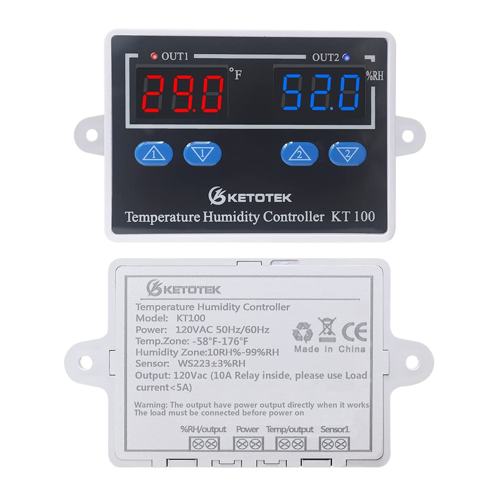 Temperature Humidity Controller Digital Thermostat Module 120V, Heating Cooli...