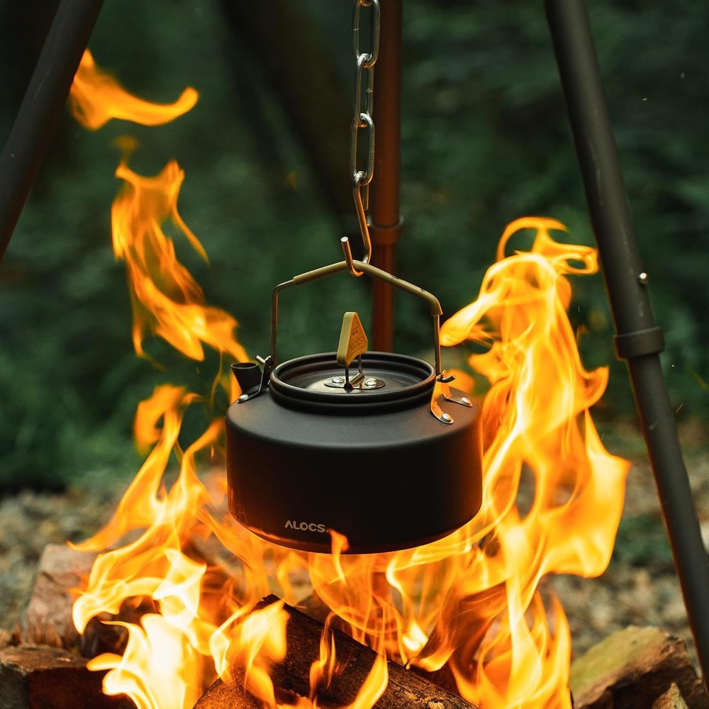 Camping Kettle - 1L Mini Camp Kettle - Portable Camping Tea Kettle - Lightweight