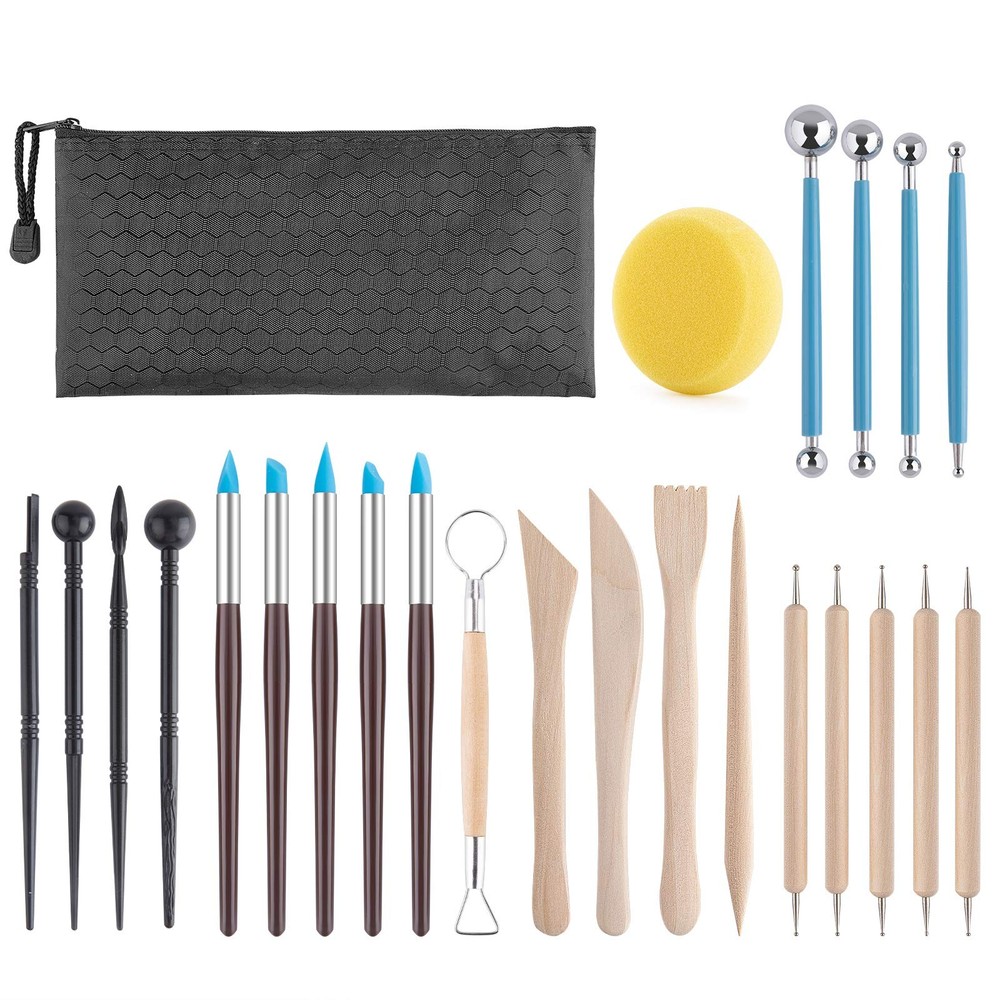 Clay Tools Kit, 25 PCS Ceramics Polymer Clay Sculpting Modeling Pottery Tools...
