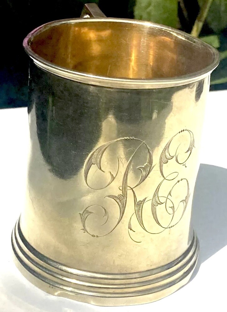 Solid Silver Sterling Silver Gilt Hallmarked Antique Mug Cup Tankard
