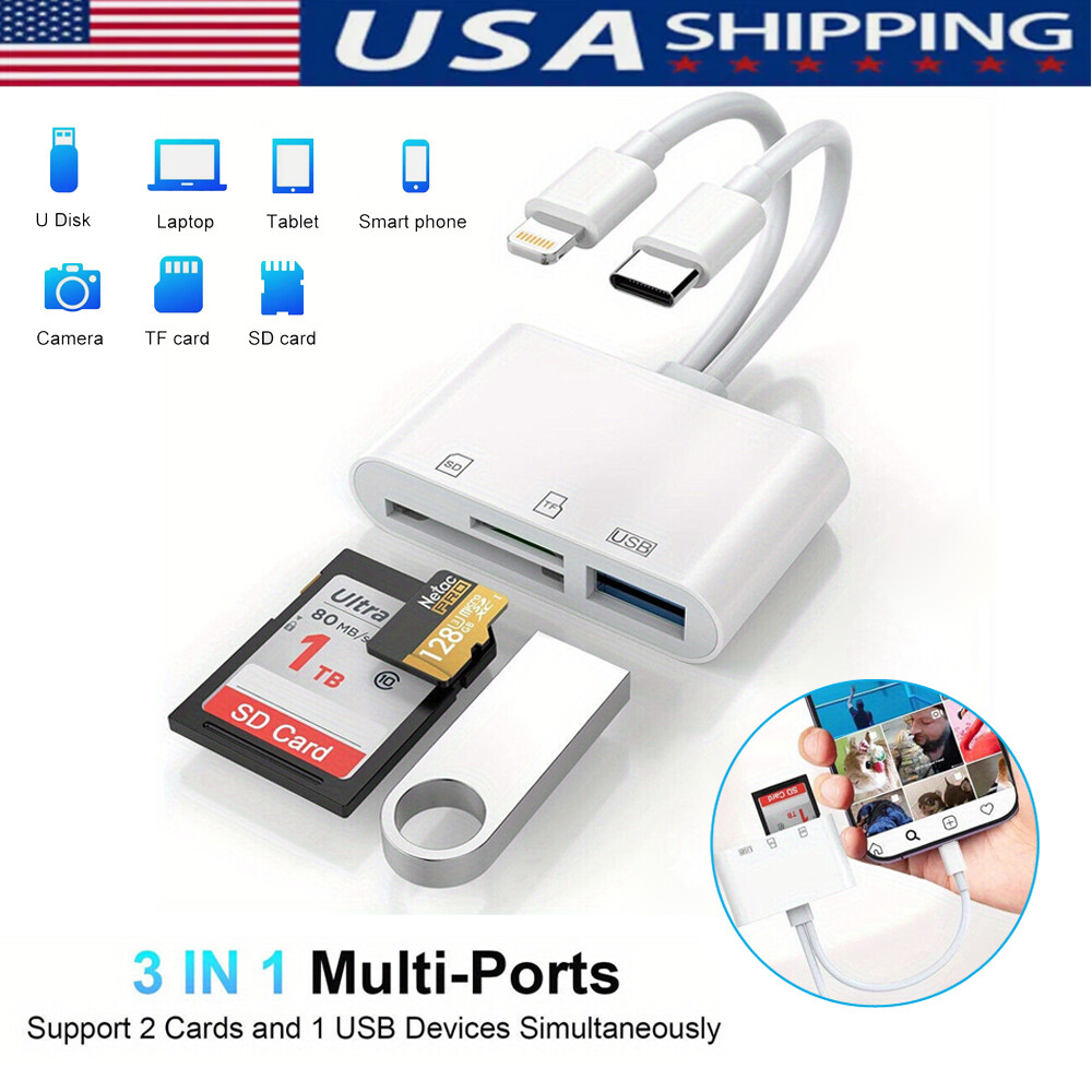 4 in 1 Memory Card Reader USB 3.0 OTG Adapter SD Card Reader For iPhone/iPad