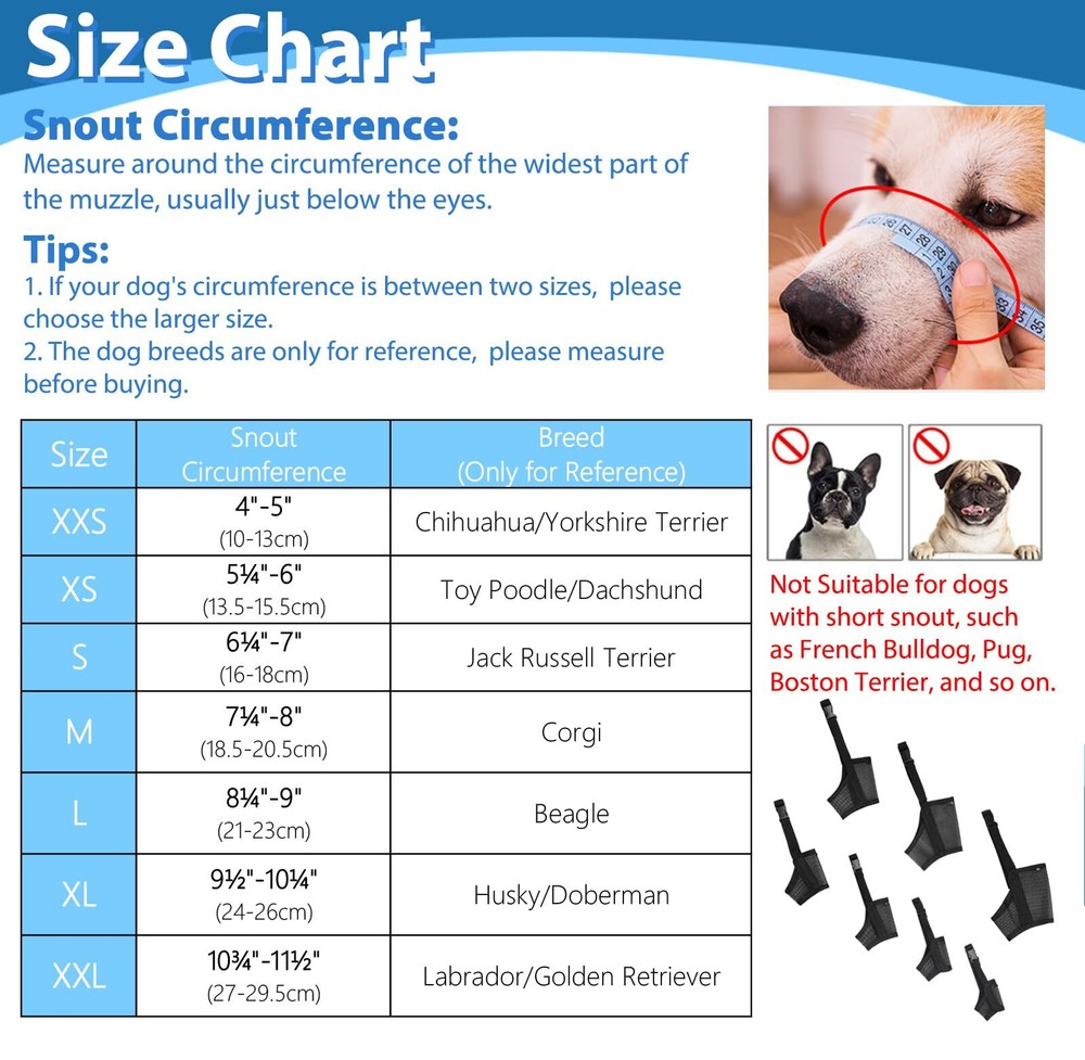 Dog Muzzle Suits for Small Medium Large Dogs Mesh Muzzle Pack for Dogs Anti B...