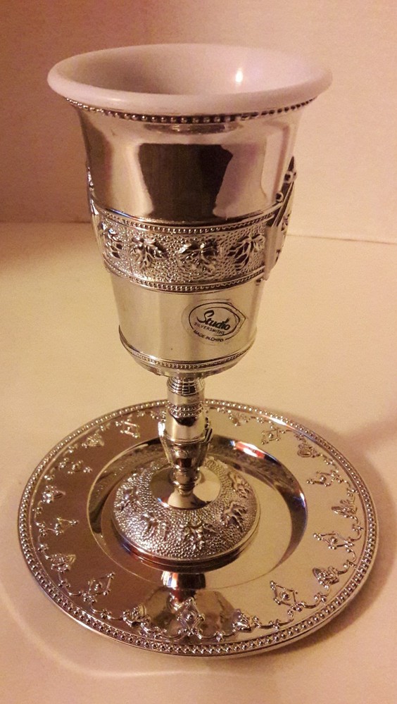Studio Silver, Silver Plated Kiddush Cup and Saucer