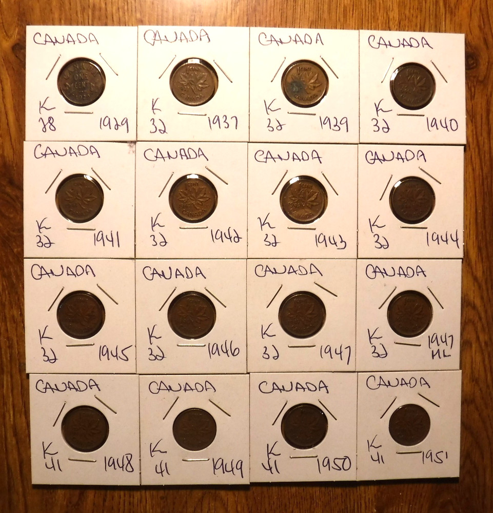 CANADA SMALL CENT COLLECTION 61 COINS 1929 THUR 2007