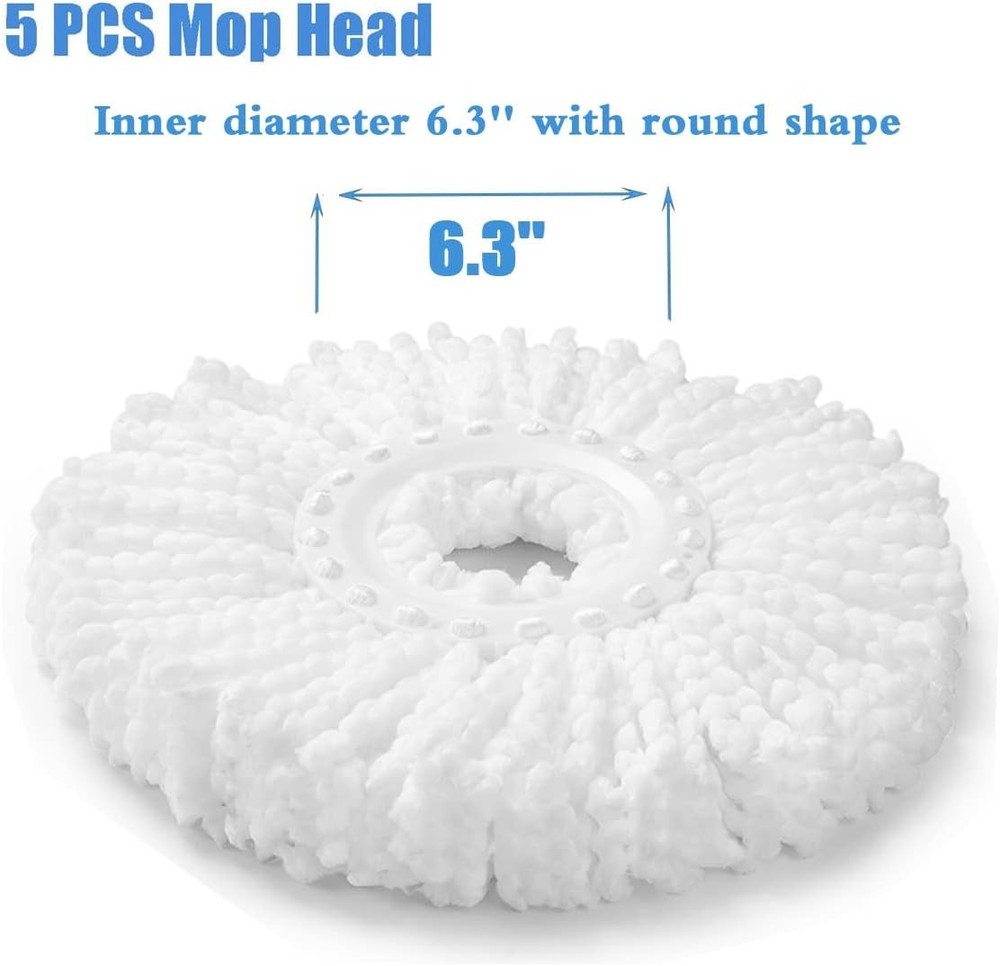 5 PCS Microfiber Replacement Mop Head Spin Mop Head Replacement 5-Pack