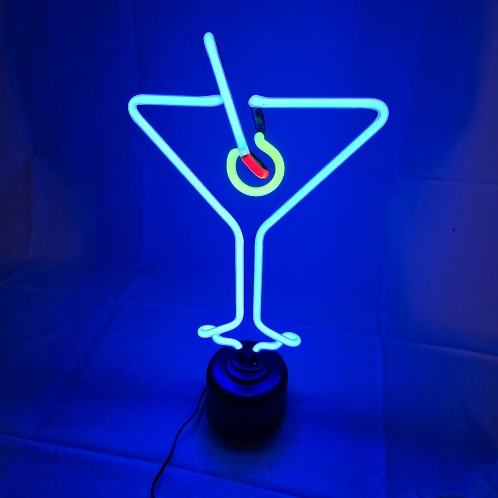 Lite FX Martini Neon Light 10" Tall Blue Works Plug In