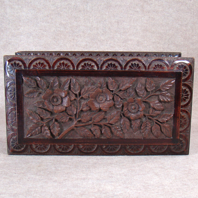 Carved Solid Black Walnut Chest - c.1880