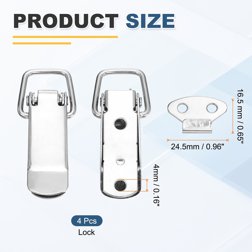 4 Pcs 0.65 Inch Cold-rolled Steel Spring Loaded Toggle Latch, Silver