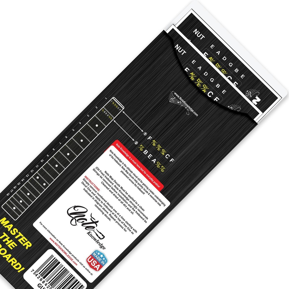 Guitar Fretboard Note Map Decals/Stickers 2-PACK for learning and Practicing ...