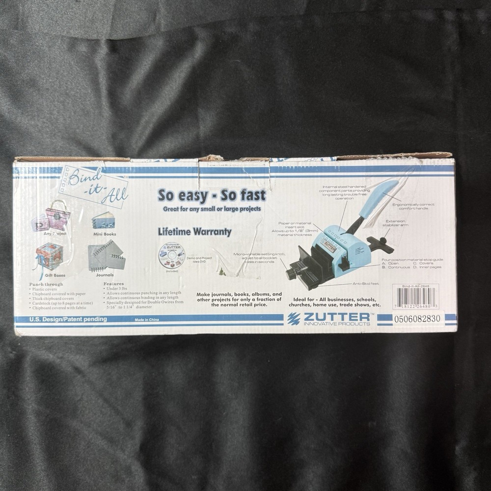 Zutter Bind It All Comb Binder Punch Blue Model 2648