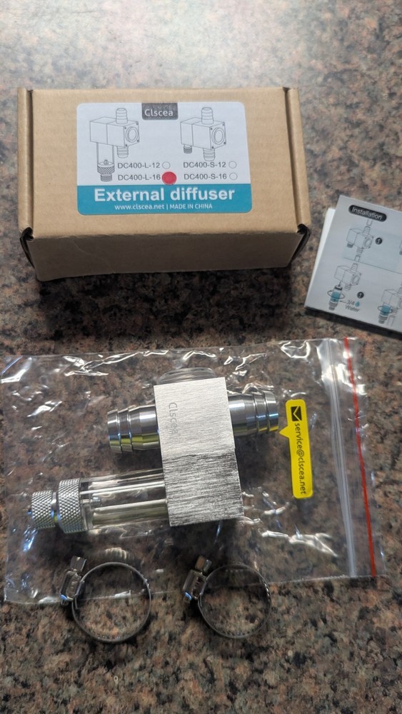 External Inline Co2 Diffuser 16/22 mm Bubble Counter Planted Aquarium ALUMINUM