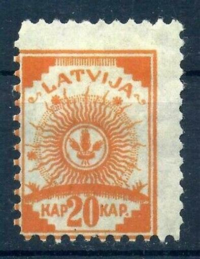 Latvia 1919 Sc 21 Sun Design Stamp MISPERF MH