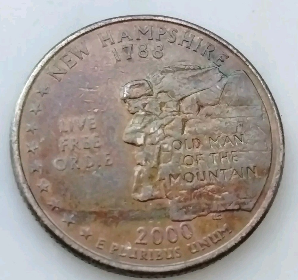 2000 P New Hampshire Quarter Stained Over