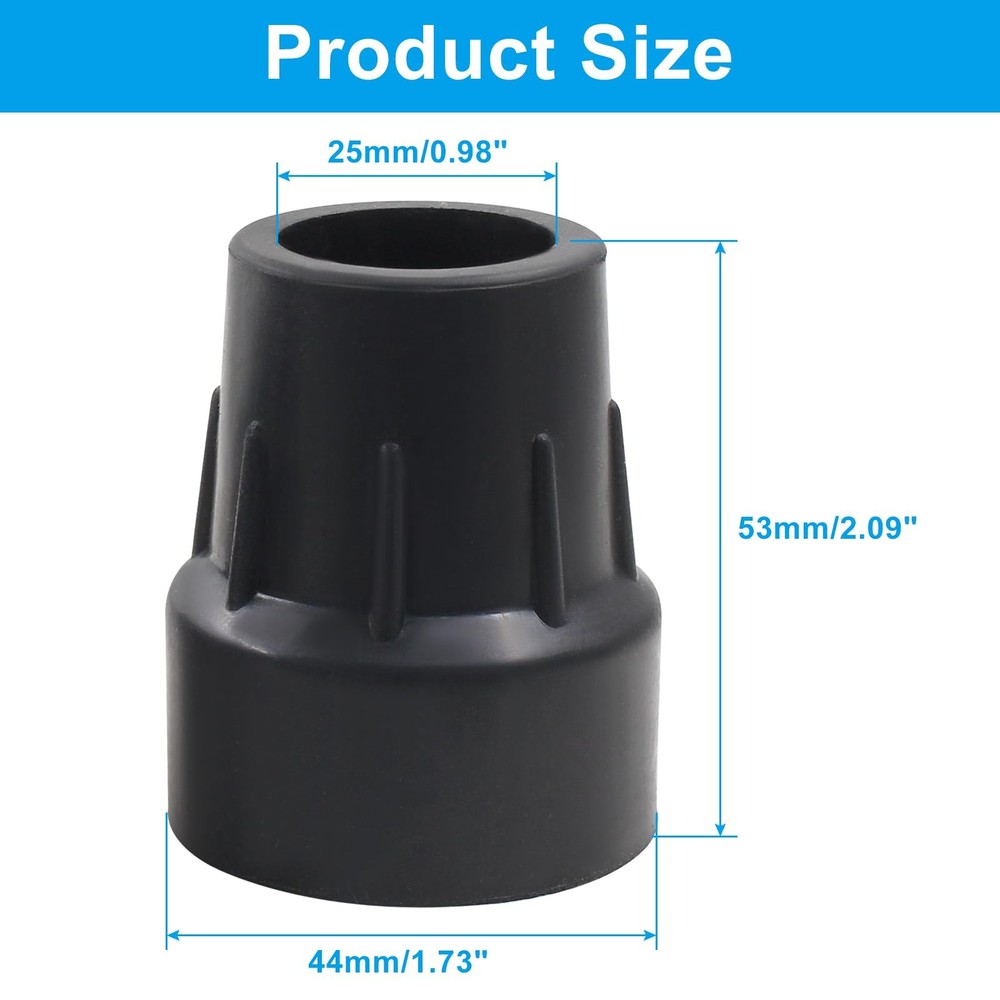 2 Pack Rubber Cane Tips 1 Inch - Thickened Heavy Duty Cane Tips - Replacement...