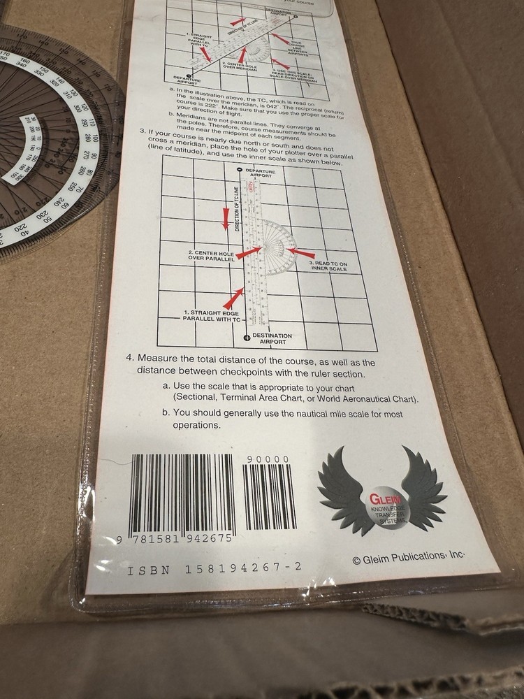 Gleim Navigational Plotter.Sectional/World AeronauticalTerminal Area Chart Scale