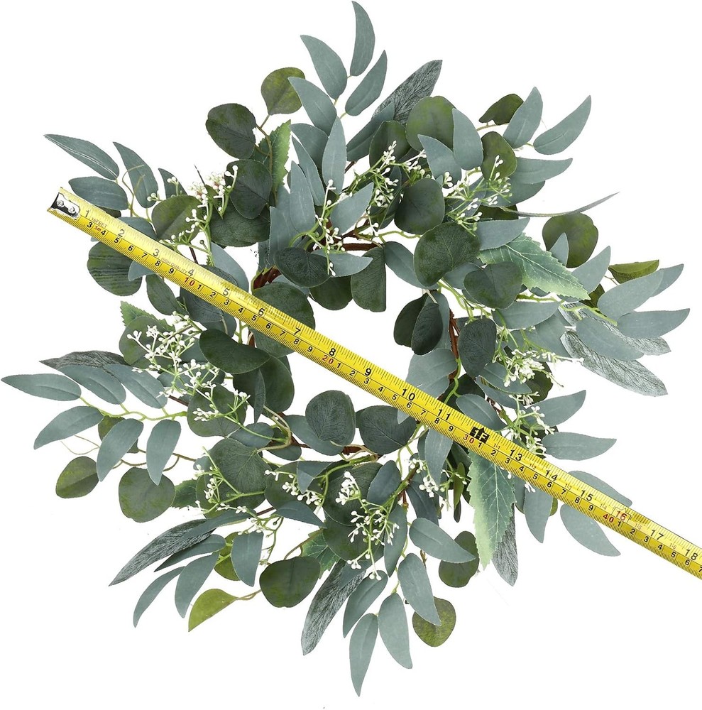 Artificial Green Eucalyptus Wreath,15 inches Greenery Wreath Multicolor-1