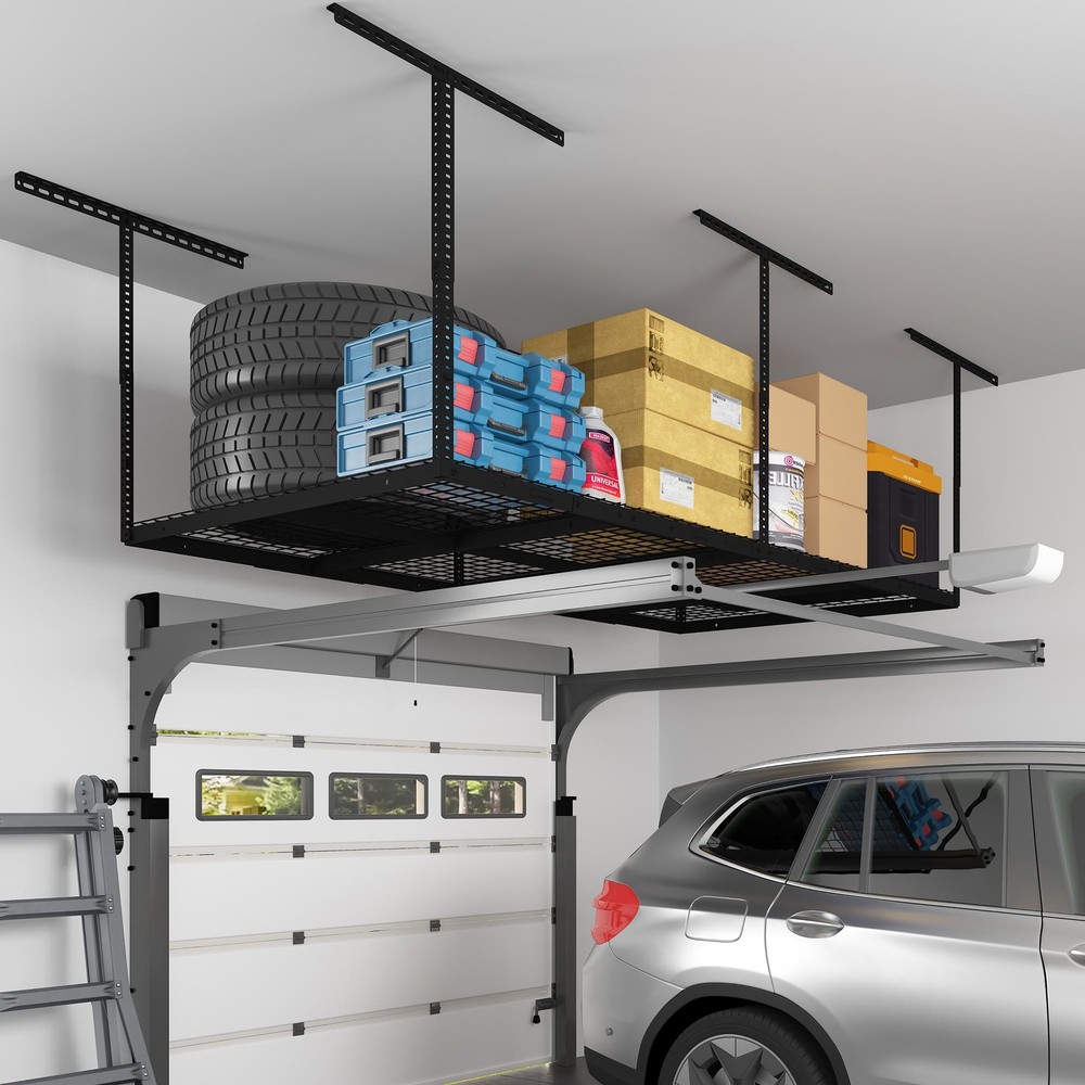 4x8 Overhead Garage Storage Rack, Adjustable Organization System, Heavy-Duty ...