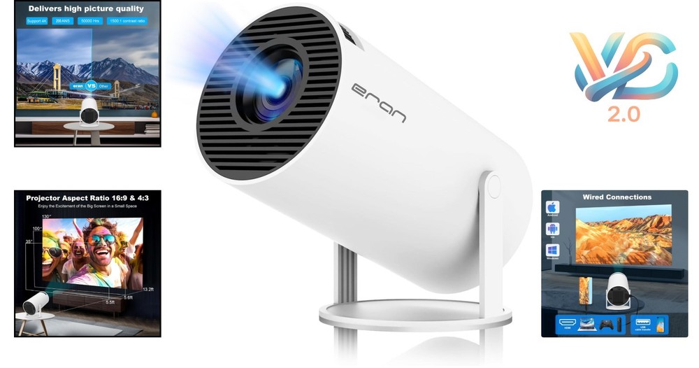 Mini Portable 4K Projector with WiFi6 Bluetooth Android 11 130 Image