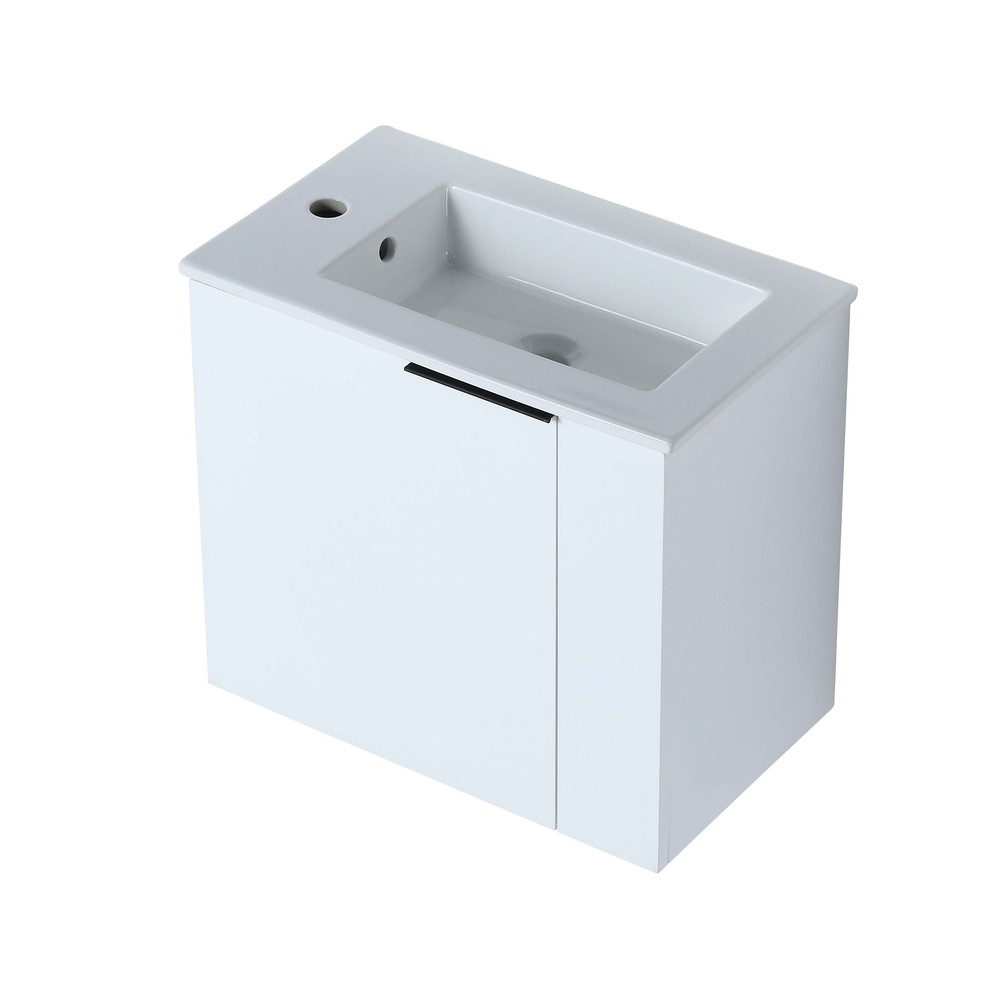 22'' Wall Mounted Small Floating Bathroom Vanity w/ Sink Soft Close Door White
