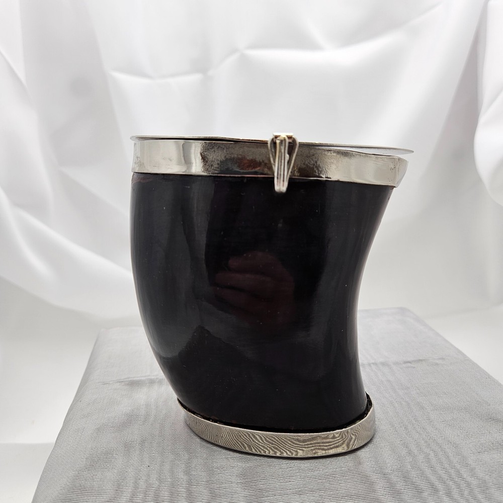 Silver Plate & Natural Horn Container Handcrafted / Hand Made