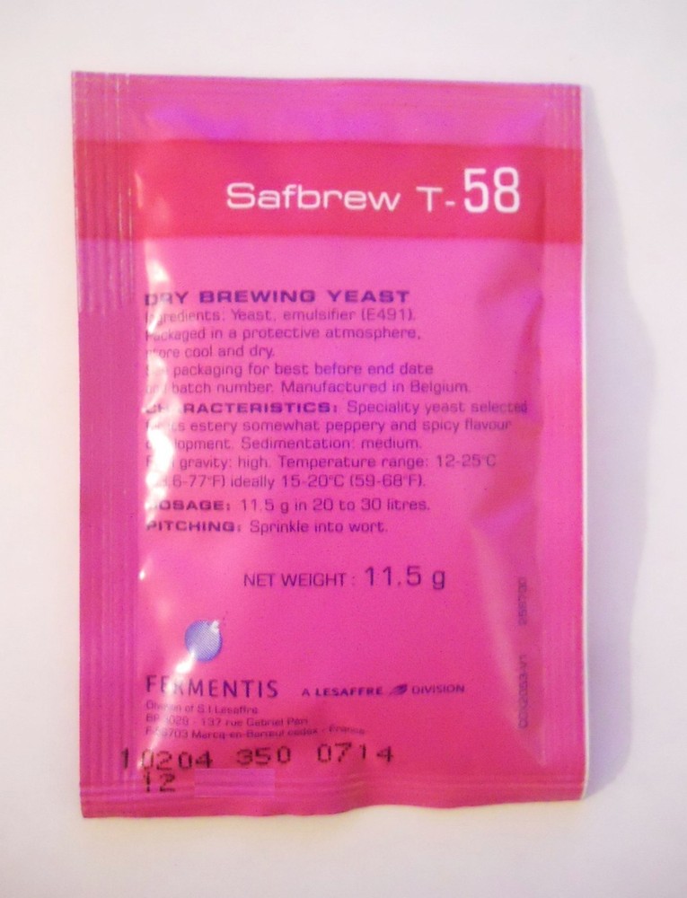 1PK T-58 BEER YEAST FOR BELGIAN ALE and HARD CIDER FERMENTIS T58 BREWERS YEAST