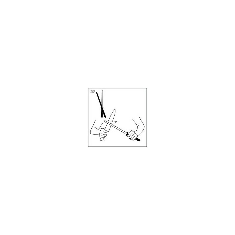 IOXIO White Knife Sharpener Ceramic Rod 10" Black Synthetic Handle Keyring.