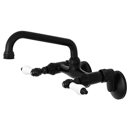 KS513MB Kingston Two Handle Wall Mount Kitchen Faucet Matte Black