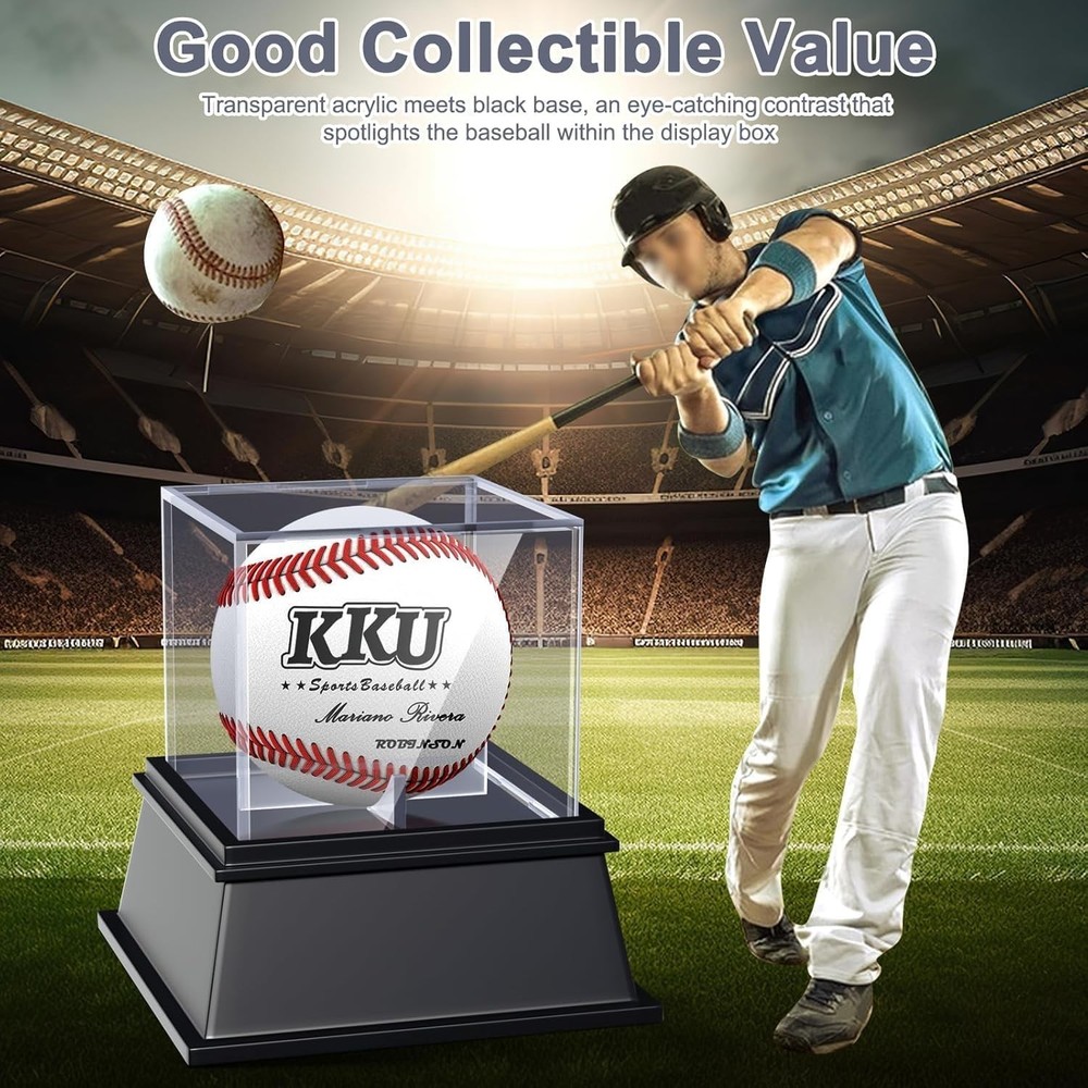 Elegant UV Protected Acrylic Baseball Display Case with Black Base, Round Design