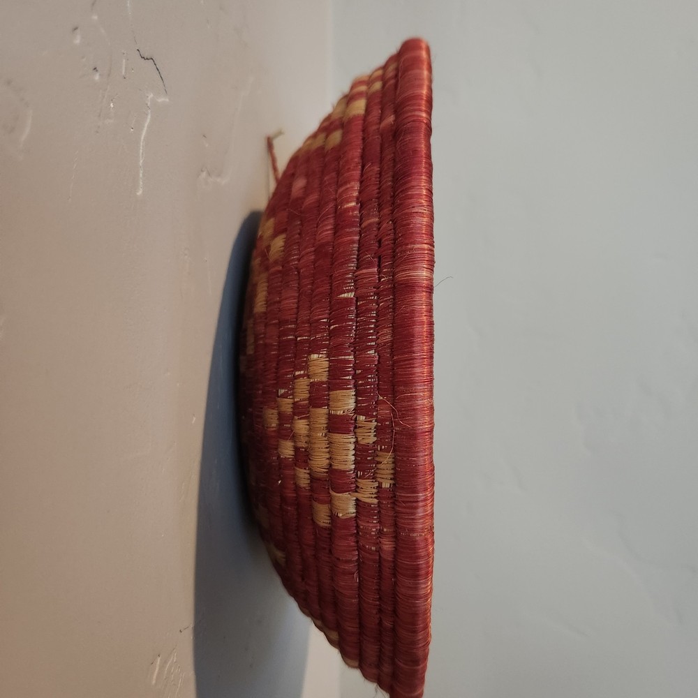 Rwanda Basket Large Fruit Bowl Wall Decor Red Natural