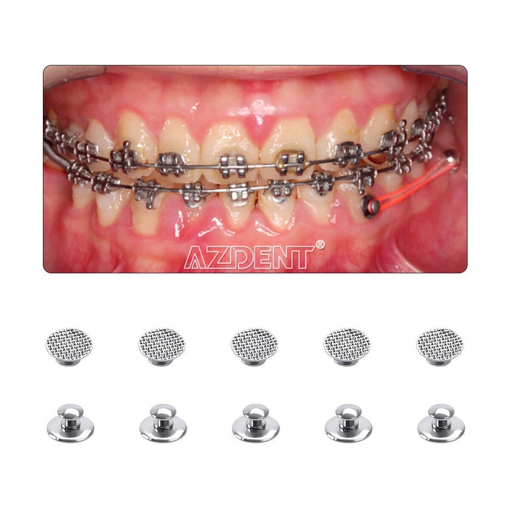AZDENT Dental Orthodontic Lingual Buttons Bondable Round /Rectangular Base