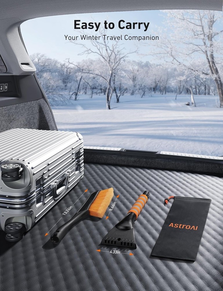 27" Dual Function Snow Brush and Ice Cleaner - Lightweight, Durable Orange Tool
