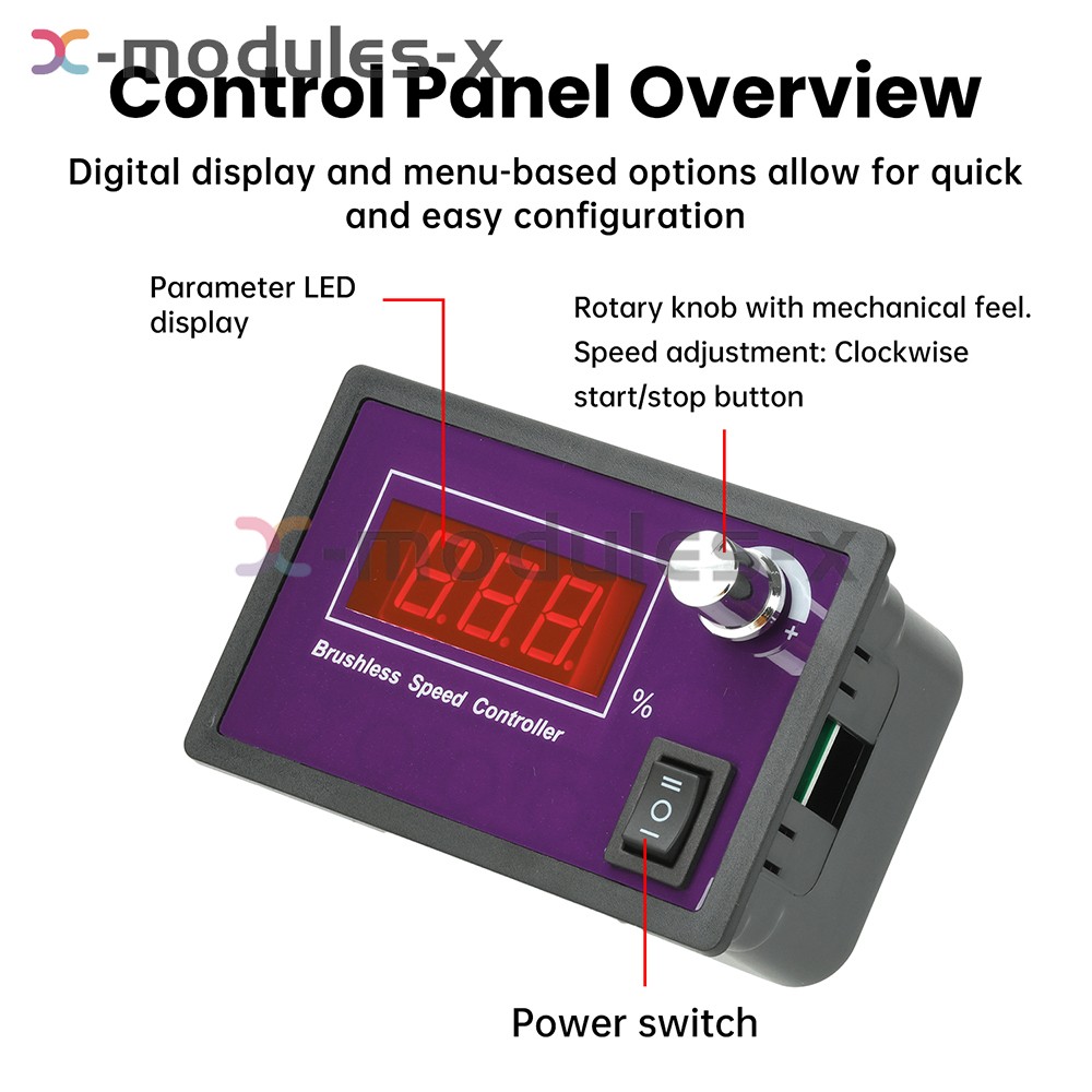 10-55V15A Brushless DC Speed Controller 3-Phase Motor Controller Forward/Reverse